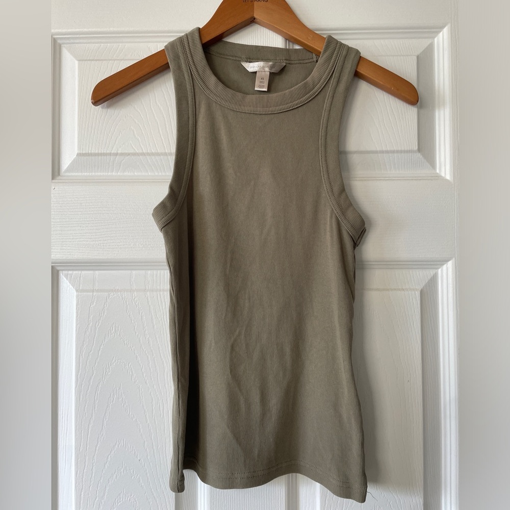 Banana Republic Sage Ribbed Racer Tank Size XS